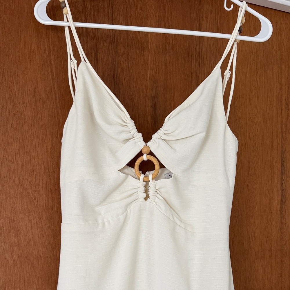 HYFVE Cream Maxi Dress with Cutout Detail